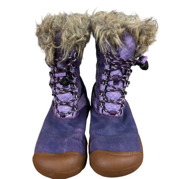 Keen Wapato Waterproof Leather Girls Kids Purple Fur Trim Wnter Boots Tall sz 2 - Picture 6 of 16